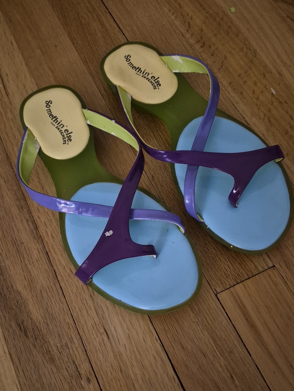 Vintage Skechers Somethin' Else Jelly Sandals - Olive Green & Purple Y2K Sz 9